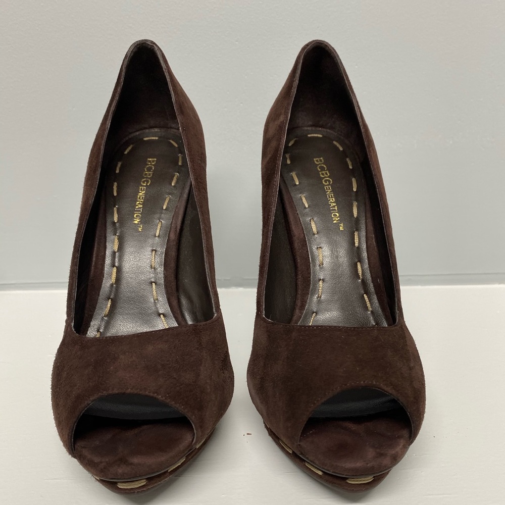 Brown suede heels